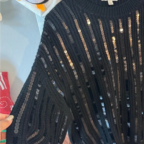 ‼️share out‼️She + Sky Black Sequin Sweater - Picture 2 of 5